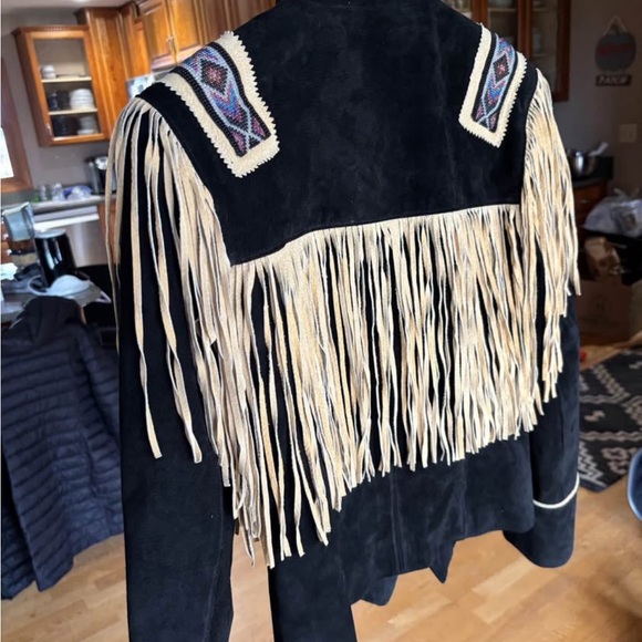 Black Fringe Jacket with Embroidered Accents - Picture 2 of 4